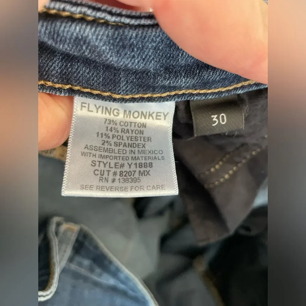 FLYING MONKEY Platinum jeans Size 30 distressed medium wash - Picture 7 of 8